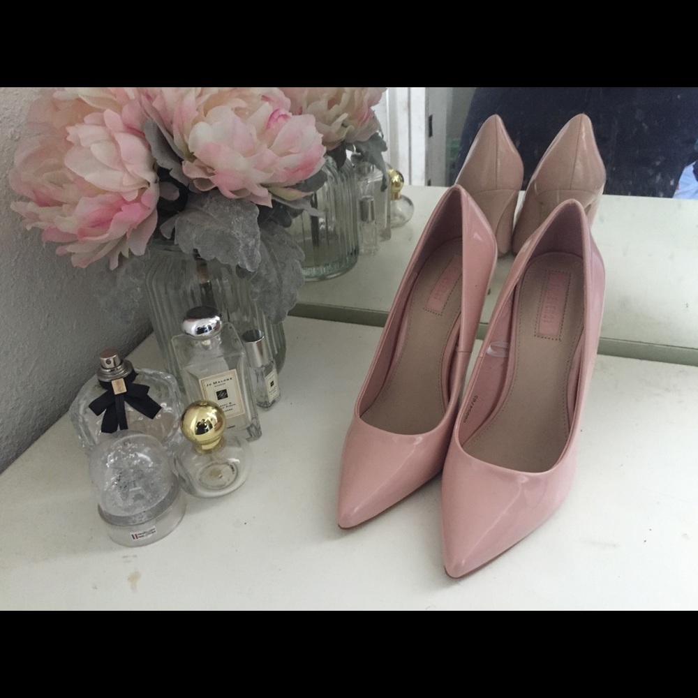 Faux Patent Nude Pumps